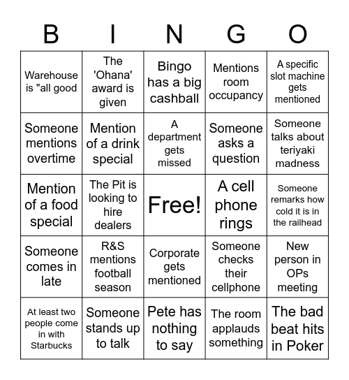 OPs Bingo Card