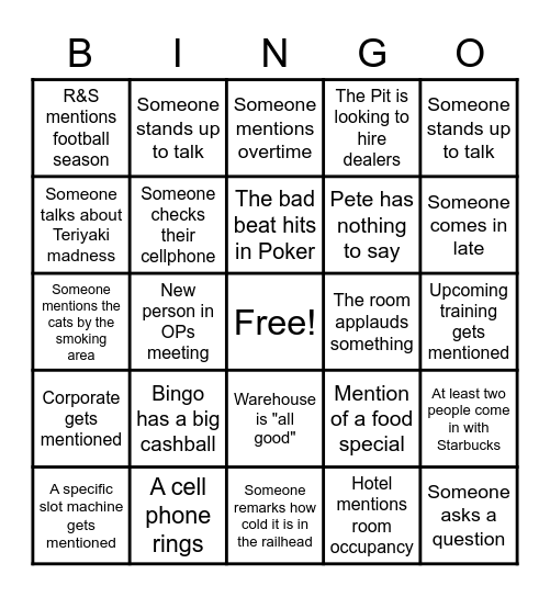 OPs Bingo Card