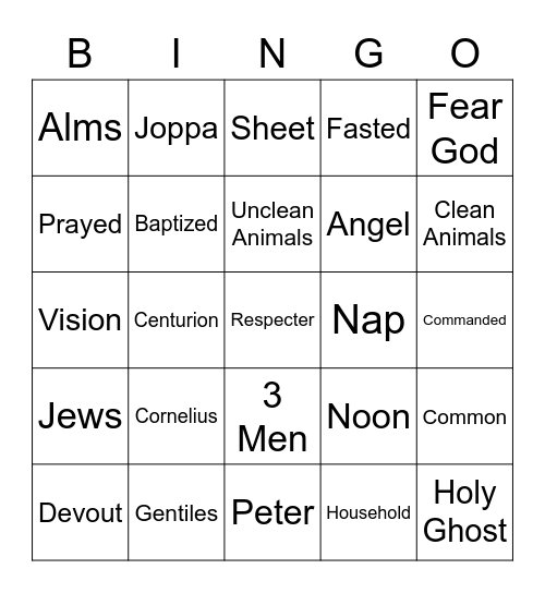 Cornelius Bingo Card
