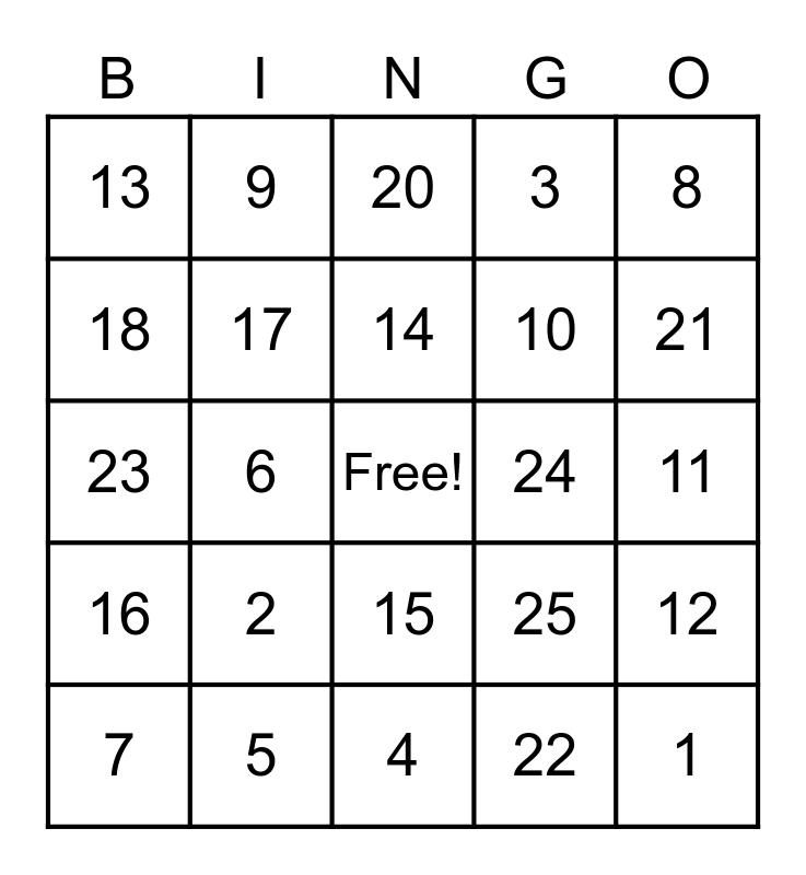 Greatest Common Factor Bingo Card