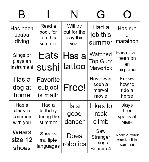 Untitled Bingo Card