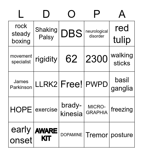 PARKINSON'S BINGO Card