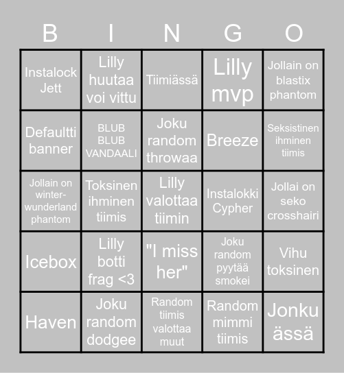 Valorant bingo Card