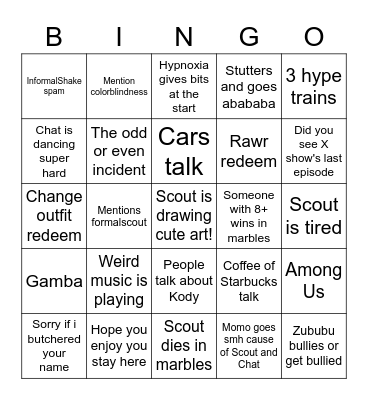 Scout's bingo Card