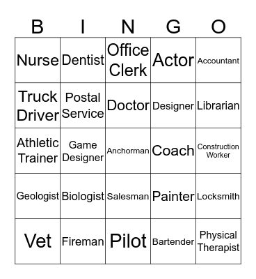 CAREERS Bingo Card