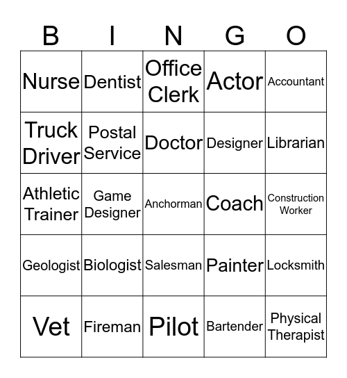 CAREERS Bingo Card