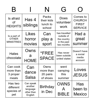 Rooted Small Groups ICE BREAKER Bingo Card