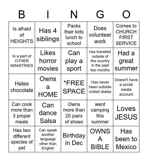 Rooted Small Groups ICE BREAKER Bingo Card