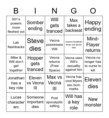 ST Season 5 Bingo Card