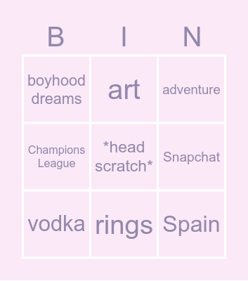 Best Man Bingo Card