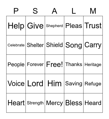 Psalm 28:7-9 Bingo Card