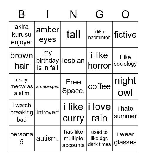 My bingo meowwww Bingo Card