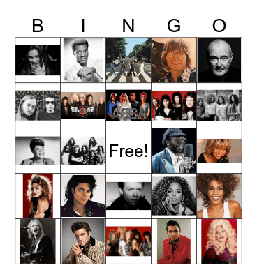 Musical Artists Bingo Card
