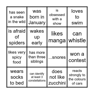 Find someone who... Bingo Card
