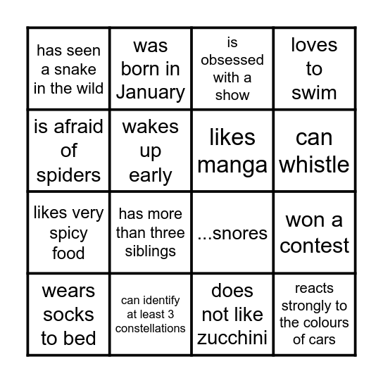 Find someone who... Bingo Card