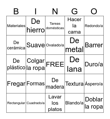 Spanish 3 Chapter 3 Bingo C Bingo Card