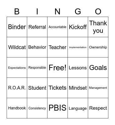 PBIS Bingo Card
