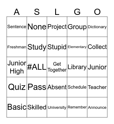 School House Rocks List 2 Bingo Card