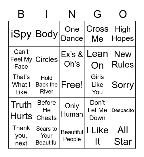 MUSIC BINGO 2O22 Bingo Card