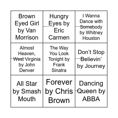 Name that Tune Music Challenge! Bingo Card