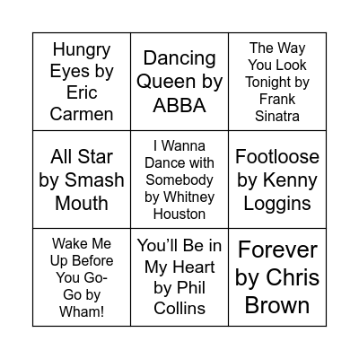 The Music Challenge! Bingo Card