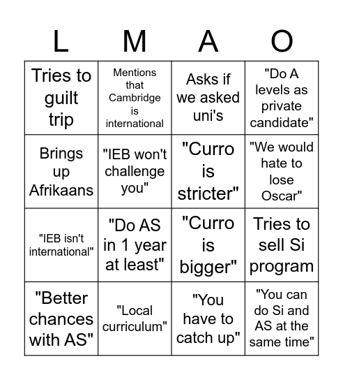 Nikki Bingo Card