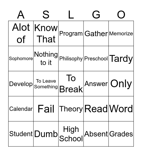 School House Rocks List 3 Bingo Card