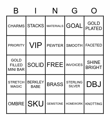 DEE BERKLEY Bingo Card