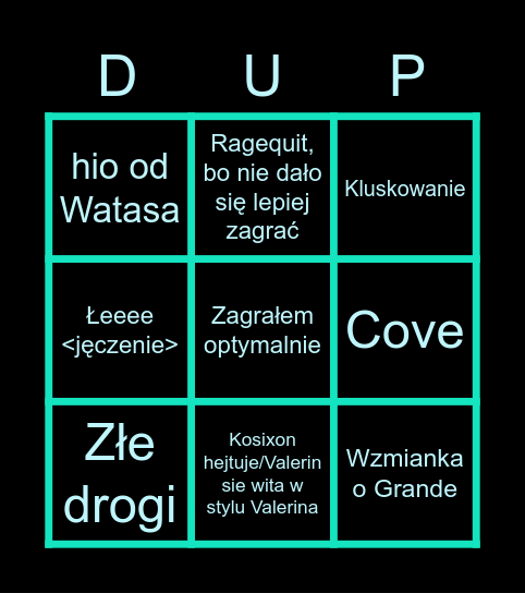 Śmierdzian Bingo Card