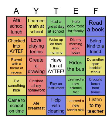 Accomplishment BINGO Card