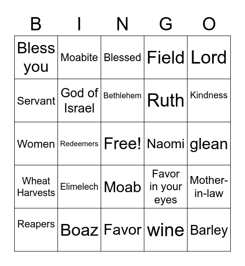 Book of Ruth Bingo Card