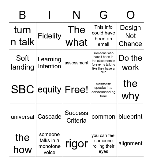 PD LINGO BINGO Card