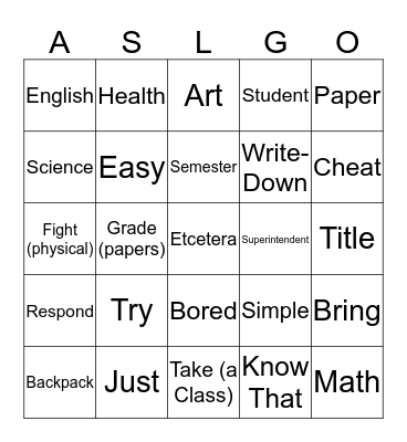 School House Rocks List 4 Bingo Card