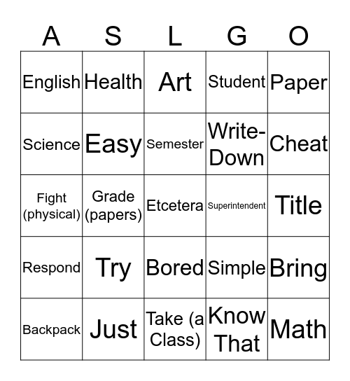 School House Rocks List 4 Bingo Card