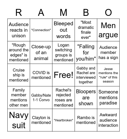 MEN TELL ALL Bingo Card