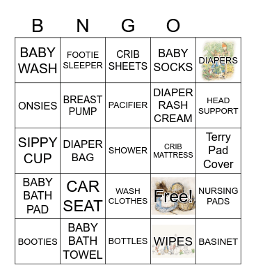 BABY  SHOWER Bingo Card