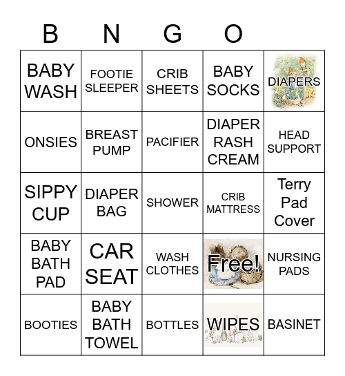 BABY  SHOWER Bingo Card