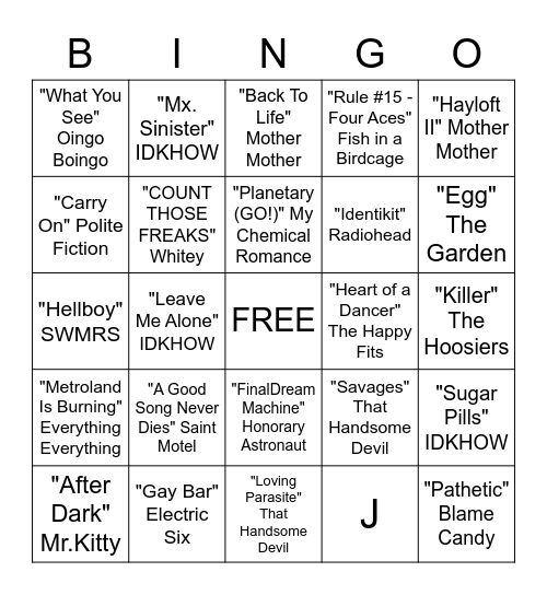 SOME FAVOURITE SONGS Bingo Card