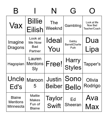 96.3/Drive to School Bingo Card