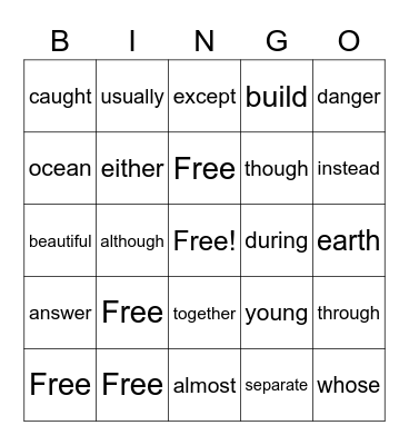 Level 16 Bingo Card