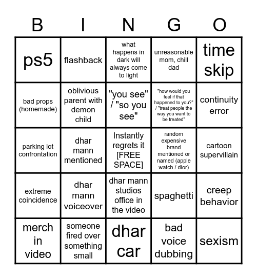 Dhar Man Bingo I didnt Make Bingo Card