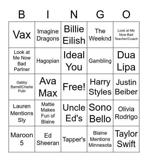 96.3/Drive to School Bingo Card