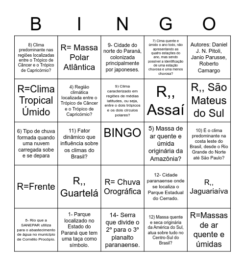 Bingo Climático Bingo Card
