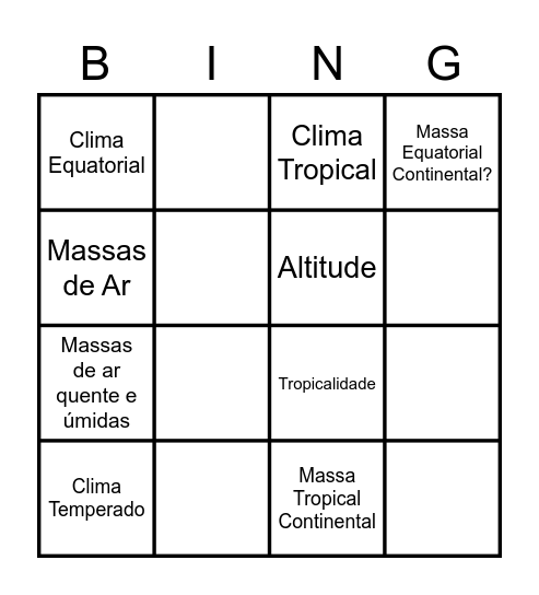 BINGO CLIMÁTICO Bingo Card