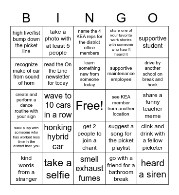 Picket Time Bingo Card