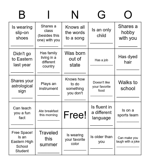 Find Someone in the Room Who... Bingo Card