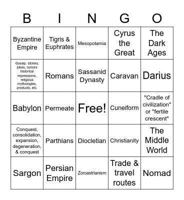 The Middle World Bingo Card