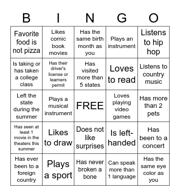Find Someone Who... Bingo Card