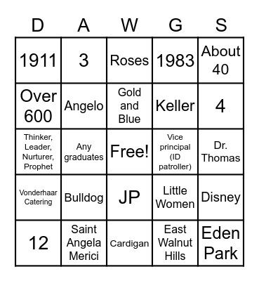 SUA BINGO Card