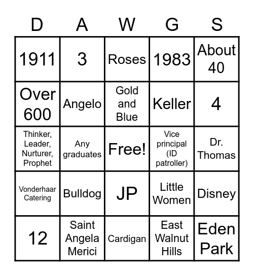 SUA BINGO Card